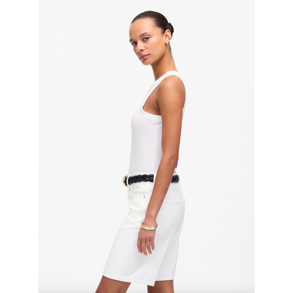 Madewell The 1997 Denim Bermuda Short Pure White Rigid High Rise US 27 NWOT - Picture 3 of 13